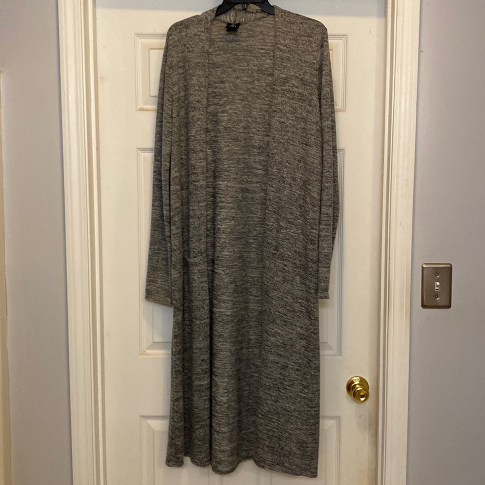 Agnes & Dora Long Open-Front Gray Knit Sweater Duster